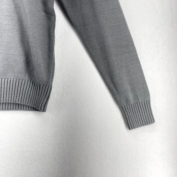 IZOD Woods Cove Chest Stripe Sweater Crew Neck Med Gray Heather Mens Size S NEW - Picture 6 of 10